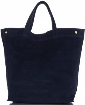 Kožené kabelka shopper bag Vera Pelle tmavě modrá A19