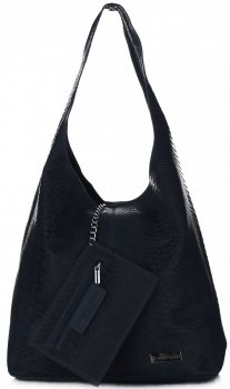 Kožené kabelka shopper bag Vittoria Gotti tmavě modrá V8804