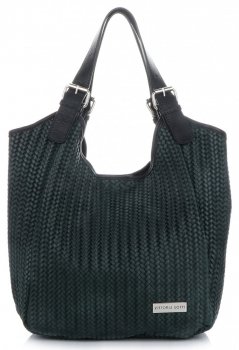Kožené kabelka shopper bag Vittoria Gotti lahvově zelená V80050