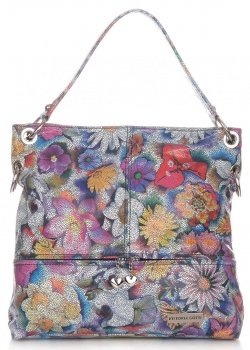 Kožené kabelka shopper bag Vittoria Gotti tmavě modrá V5483