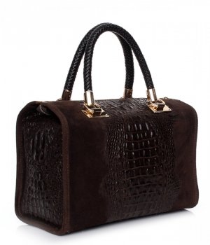 Kožené kabelka kufřík Genuine Leather červená A4