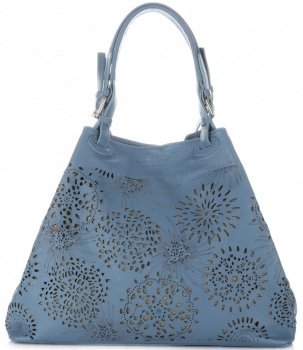 Bőr táska shopper bag Vittoria Gotti kék V8913