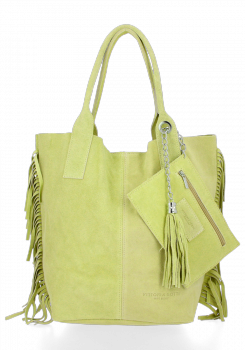 Bőr táska shopper bag Vittoria Gotti lime B16