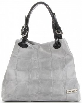 Bőr táska shopper bag Vittoria Gotti világosszürke V692754