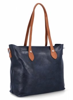 Torebka Damska Shopper Bag XL z Kosmetyczką firmy Herisson H8806 Granatowa