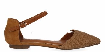 Camelowe sandały damskie w szpic firmy Bellucci