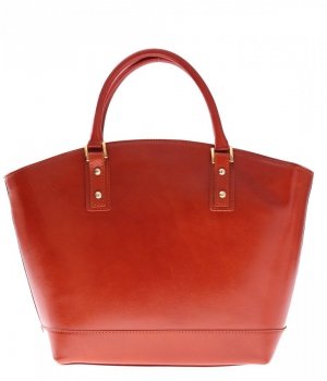 Modne Torebki skórzane typu Shopper bag łódka Ruda