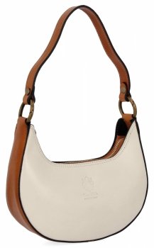 Elegancka Torebka Skórzana Na Ramię 536 Beżowa/Ruda