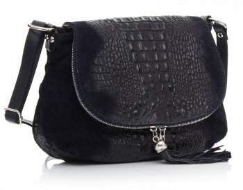 Listonoszka ze skóry Genuine Leather Aligator Granatowa