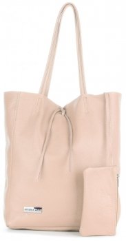 Torebki Skórzane VITTORIA GOTTI Modny Shopperbag z Etui Pudrowy Róż
