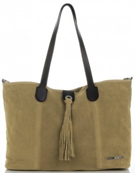 Torebka Skórzana marki Vittoria Gotti Modny Shopper Made in Italy Zielona