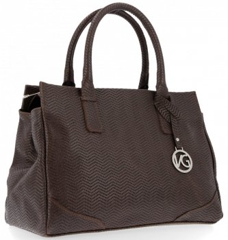 Vittoria Gotti Made in Italy Elegancki Firmowy Kuferek Skórzany Czekoladowy
