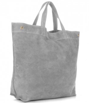 Włoski Skórzany Shopper XL firmy Vera Pelle Jasno Szary