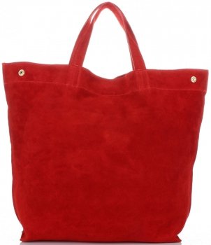 Włoski Skórzany Shopper XL firmy Vera Pelle Czerwony