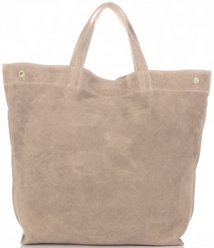 Włoski Skórzany Shopper XL firmy Vera Pelle Beżowy