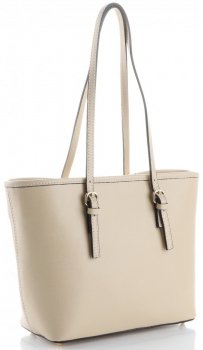 Klasyczne Torebki Skórzane Genuine Leather Beżowa