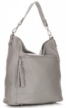 Uniwersalna Torebka Skórzana Genuine Leather Szara
