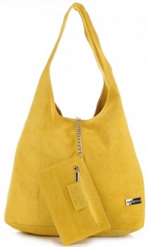 Oryginalne Torby Skórzane XL VITTORIA GOTTI Shopper Bag z Etui Żółta