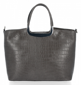 Elegancki Kuferek Skórzany w motyw aligatora Vittoria Gotti Made in Italy Szary
