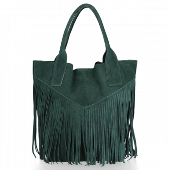 Firmowy Włoski Shopper w stylu Boho Vittoria Gotti Butelkowa Zieleń