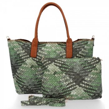 Modna Torebka Damska Venere Shopper Bag Zielona