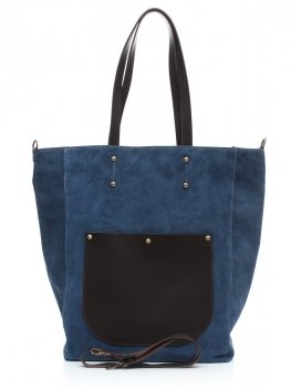 Uniwersalna Torebka skórzana Genuine Leather jeansowa
