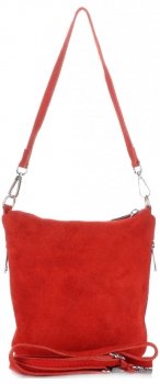 Uniwersalne Torebki Listonoszki Skórzane firmy Genuine Leather Czerwona