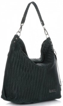 GEANȚĂ DIN PIELE shopper bag Vittoria Gotti verde de sticlă V80051