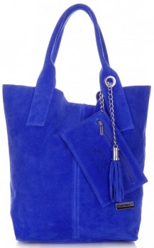 GEANȚĂ DIN PIELE shopper bag Vittoria Gotti cobalt V5190