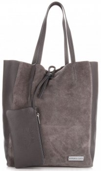 GEANȚĂ DIN PIELE shopper bag Vittoria Gotti gri V602