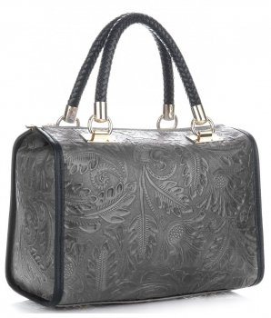 GEANȚĂ DIN PIELE cufăr Genuine Leather gri 214E