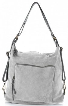 GEANȚĂ DIN PIELE rucsac Vittoria Gotti gri deschis V1670C