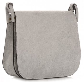 GEANȚĂ DIN PIELE tip poștaș Genuine Leather gri deschis 0003