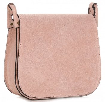 GEANȚĂ DIN PIELE tip poștaș Genuine Leather roz de pudră 0003