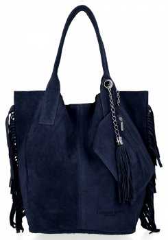 GEANȚĂ DIN PIELE shopper bag Vittoria Gotti bleumarin B16