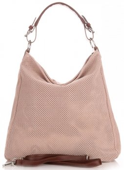 GEANȚĂ DIN PIELE universală Genuine Leather roz de pudră 17