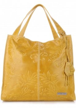 GEANȚĂ DIN PIELE shopper bag Vittoria Gotti galben V5