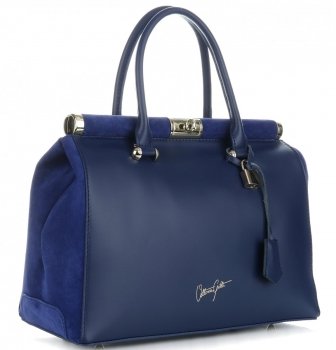 GEANȚĂ DIN PIELE cufăr Vittoria Gotti albastru cobalt V816(1
