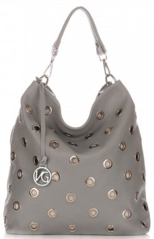 GEANȚĂ DIN PIELE shopper bag Vittoria Gotti gri deschis V3077