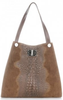 GEANȚĂ DIN PIELE shopper bag Vera Pelle maro pământiu 10477