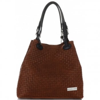 GEANȚĂ DIN PIELE shopper bag Vittoria Gotti roșcat V80047