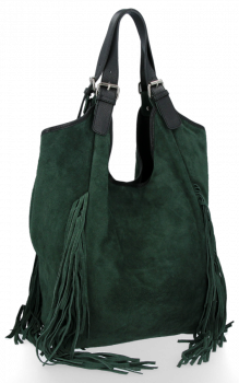 GEANȚĂ DIN PIELE shopper bag Vittoria Gotti verde de sticlă B10