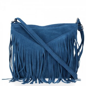 GEANȚĂ DIN PIELE tip poștaș Genuine Leather denim 221