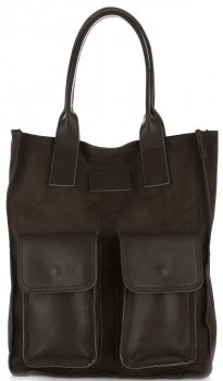 GEANȚĂ DIN PIELE shopper bag Vittoria Gotti ciocolatiu V27A