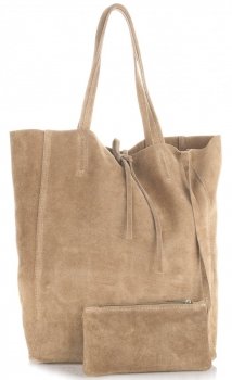 Kožené kabelka shopper bag Vera Pelle tmavo béžová 601