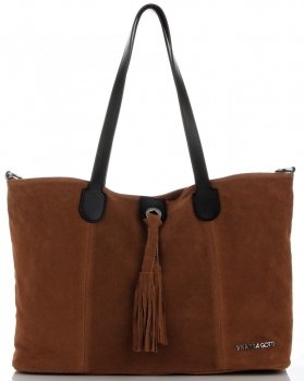Kožené kabelka shopper bag Vittoria Gotti hnedá V3076