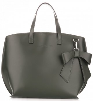 Kožené kabelka shopper bag Vittoria Gotti fľašková zelená V6D BIGbzie