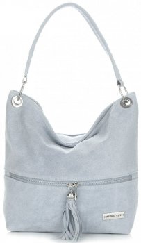 Kožené kabelka shopper bag Vittoria Gotti svetlo modrá V3821