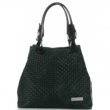Kožené kabelka shopper bag Vittoria Gotti fľašková zelená V80047