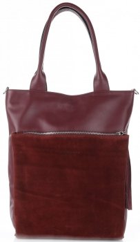 Kožené kabelka shopper bag Vittoria Gotti bordová V270